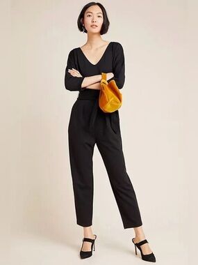 Anthropologie Sutton Ponte Women Black Jumpsuit Size L Large Casual Party Travel